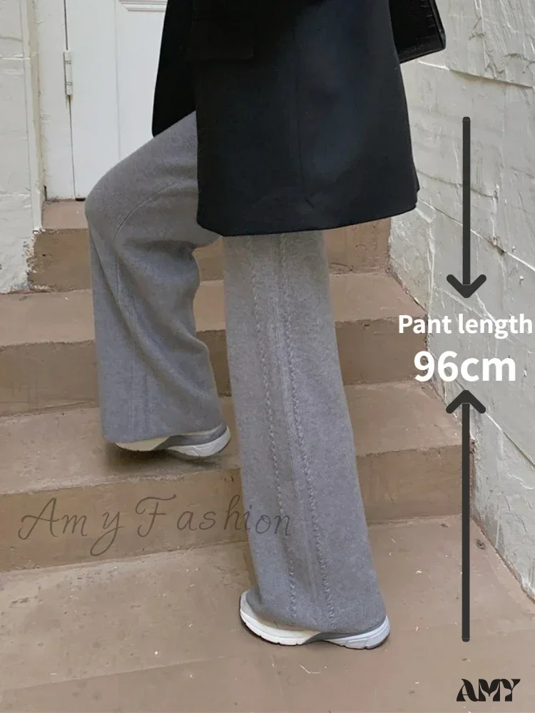 Warm Loose Knitted Wide Leg Soft Comfortable Pants - Image 9