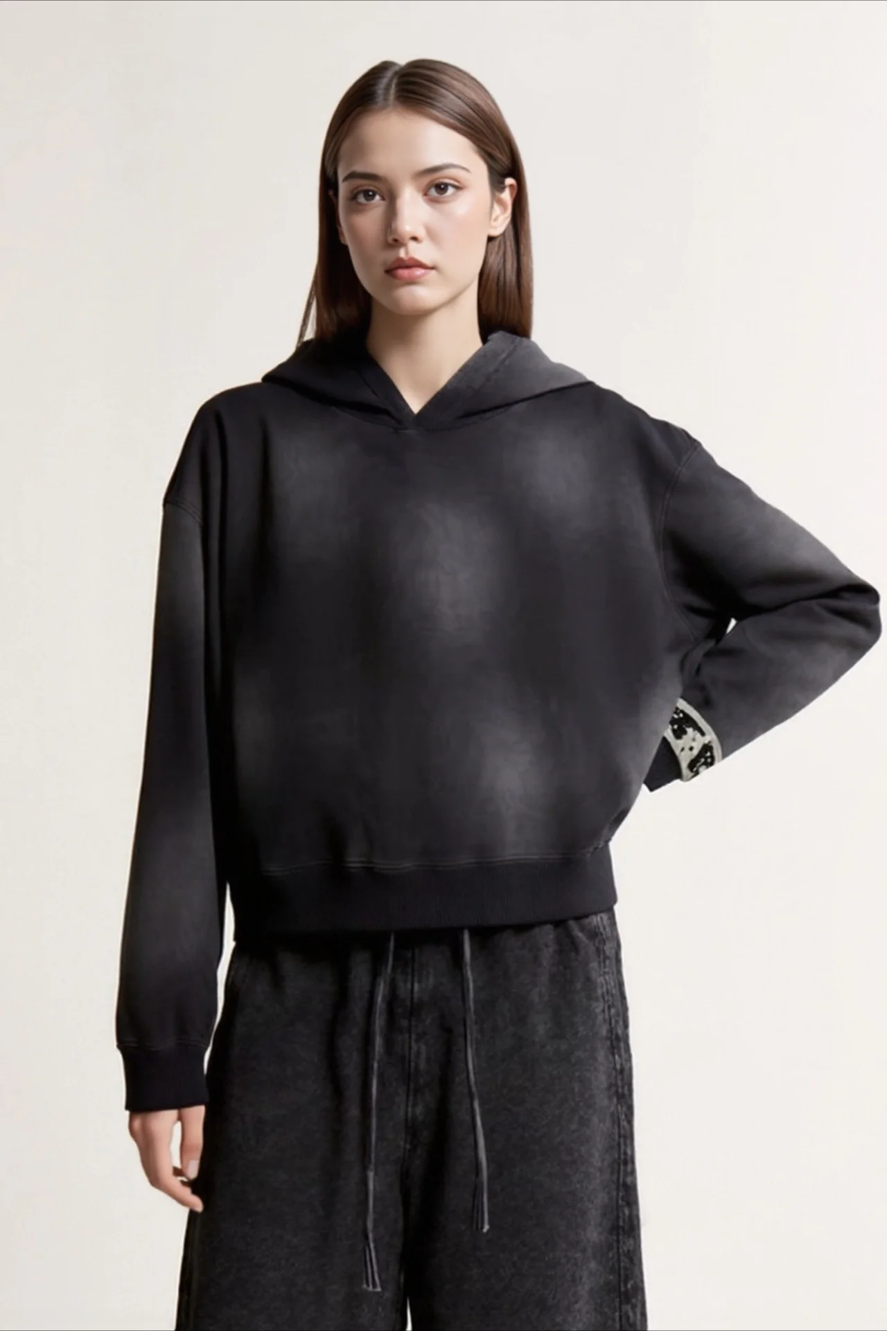 Washed Vintage Cropped Hoodie - Image 4