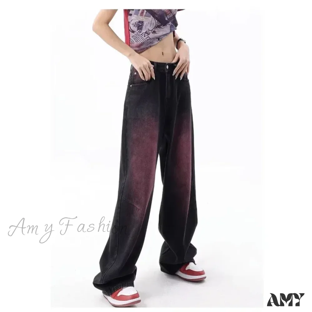 Amy Fashion - Washed Youth Fashion Literary Trend Loose High Street Harajuku Fashion Jean - Image 6