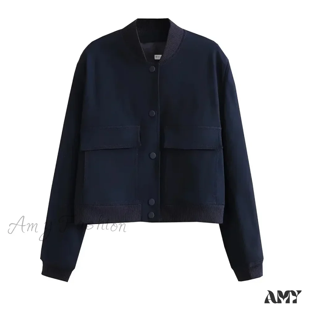 White Autumn Winter Button Cropped Long Sleeve Crop Fashion Jacket - Image 8