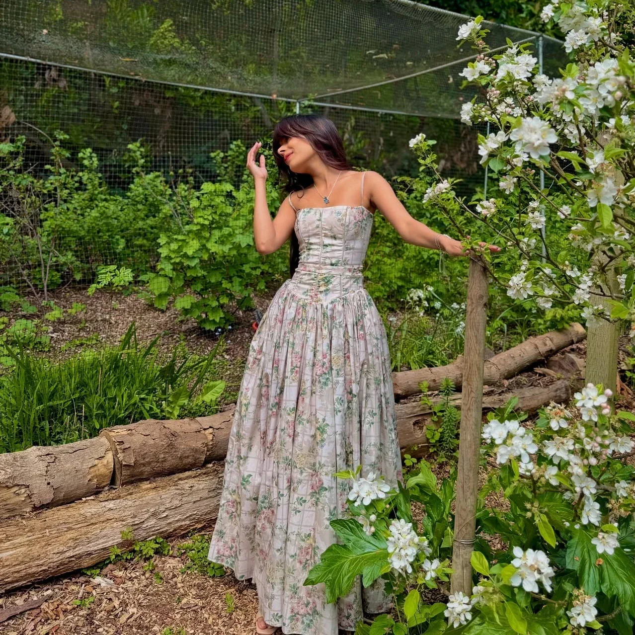 White Holiday Midi Floral Dress - Image 2