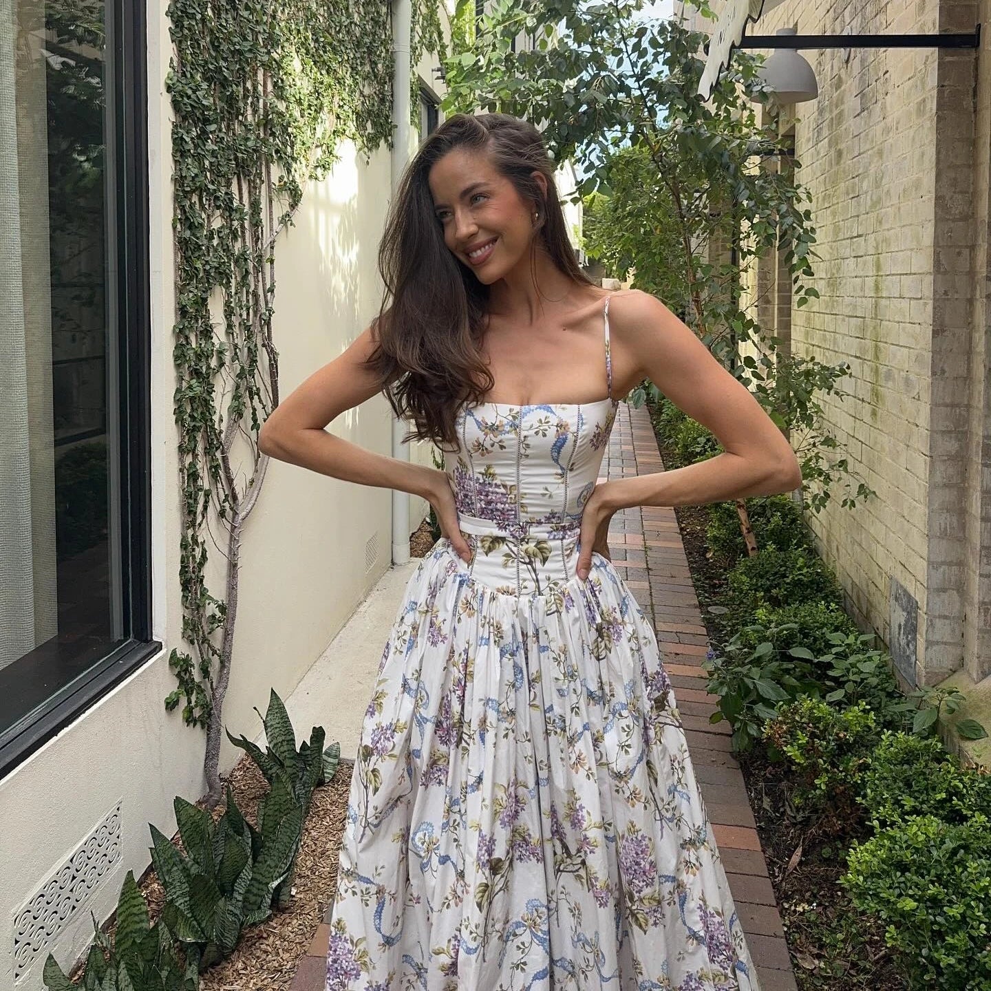 White Holiday Midi Floral Dress - Image 4
