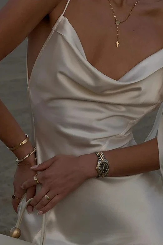 White Satin Backless Chic Party Dress - Image 3