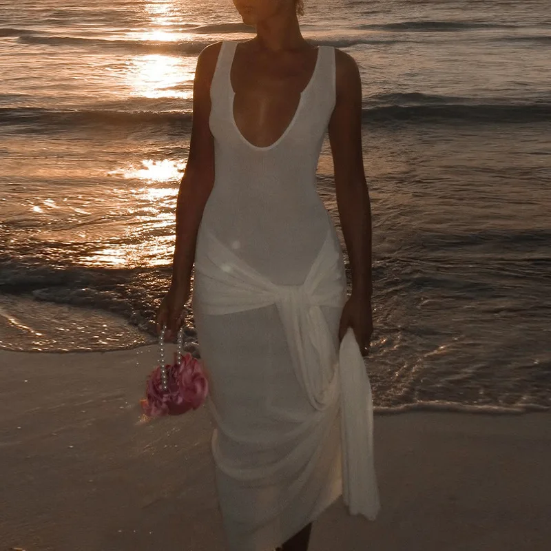 White See Through Tank Midi Dress - Image 3