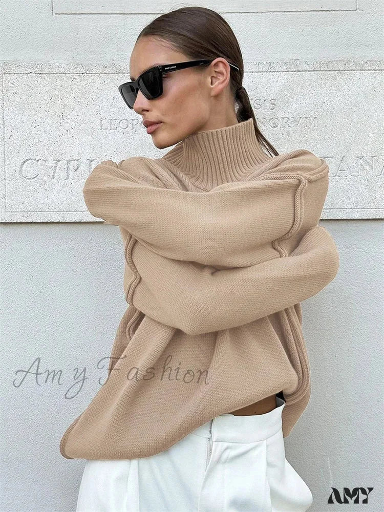 Winter Knit Pullover Female Clothes Loose Casual Ribbed Stylish Cozy Trendy Chic Comfortable Sweater - Image 2