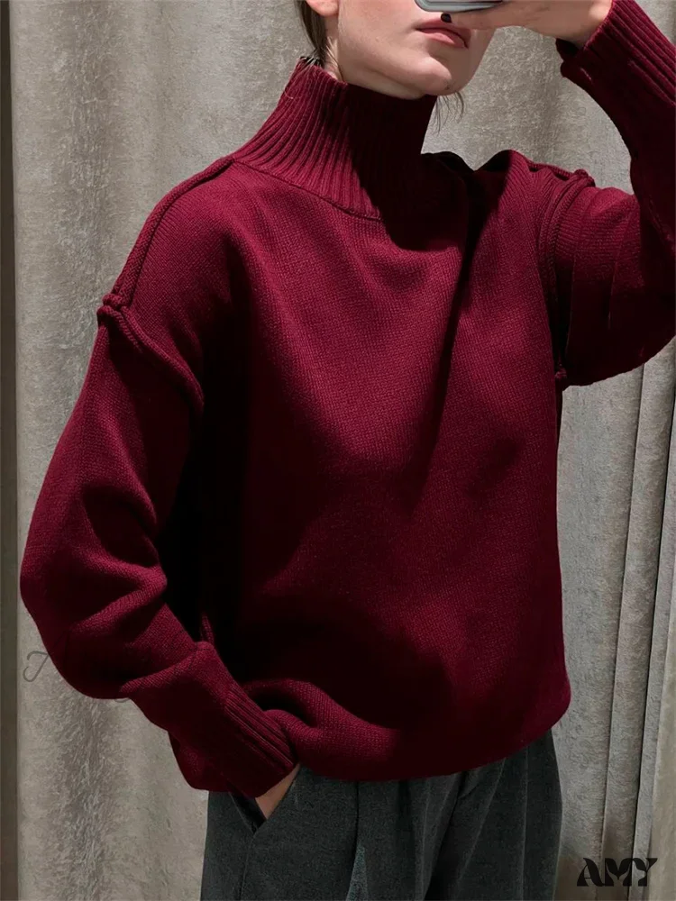 Winter Knit Pullover Female Clothes Loose Casual Ribbed Stylish Cozy Trendy Chic Comfortable Sweater - Image 3