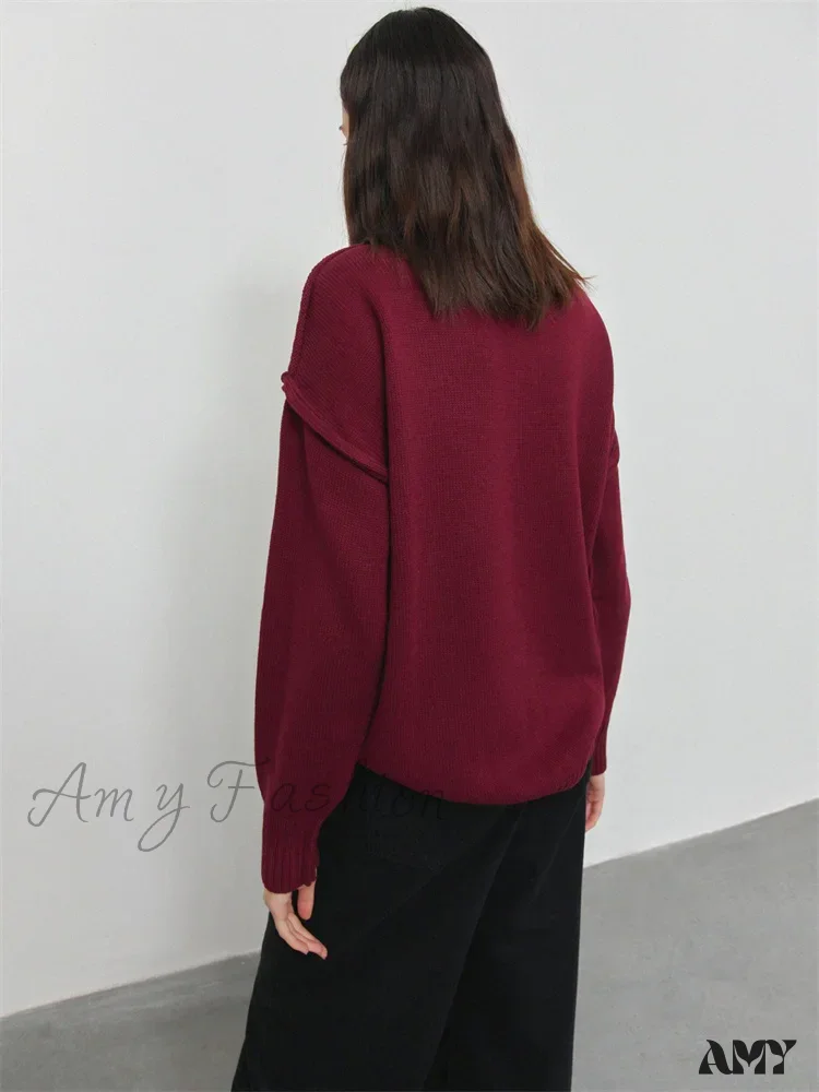 Winter Knit Pullover Female Clothes Loose Casual Ribbed Stylish Cozy Trendy Chic Comfortable Sweater - Image 4