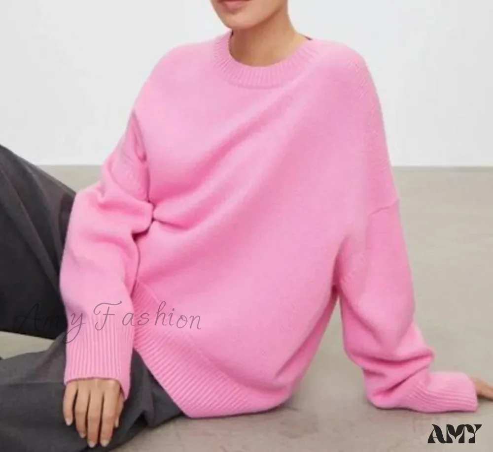 Winter Warm Thick Knit Solid Black Soft Pullover Loose Korean Autumn Women Coat O Neck Sweater - Image 10