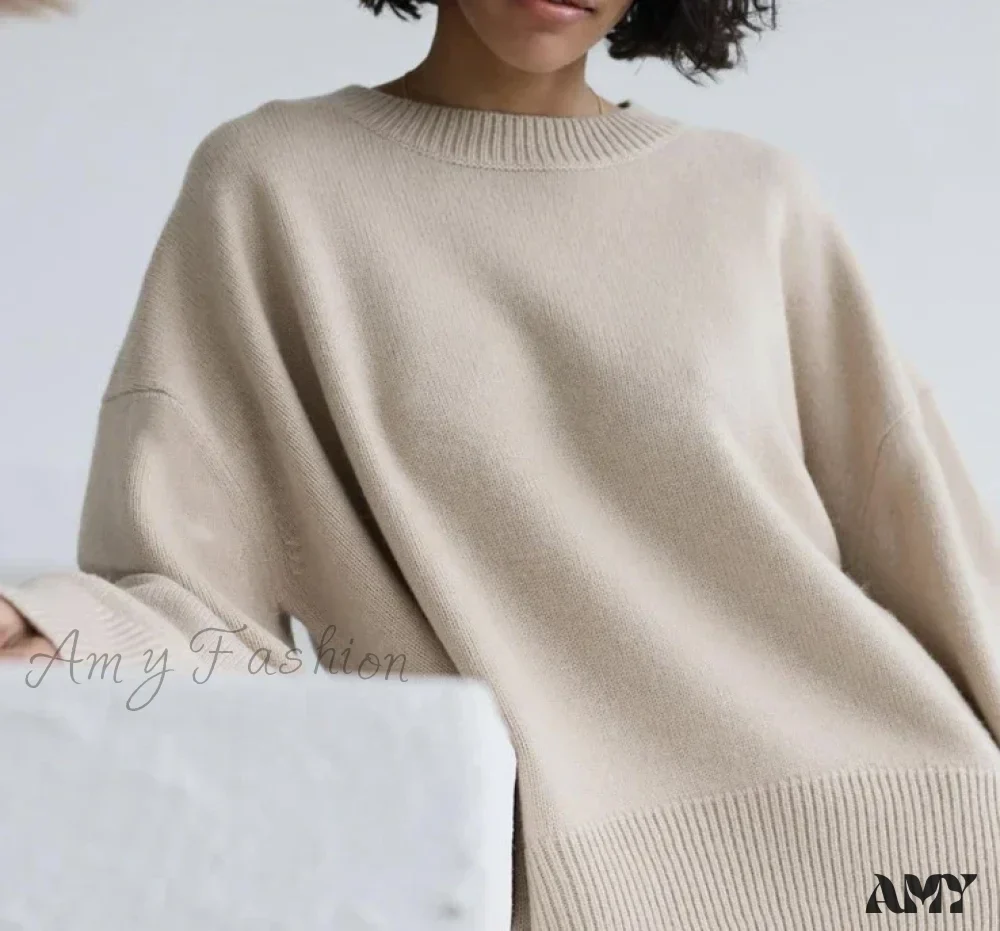 Winter Warm Thick Knit Solid Black Soft Pullover Loose Korean Autumn Women Coat O Neck Sweater - Image 14