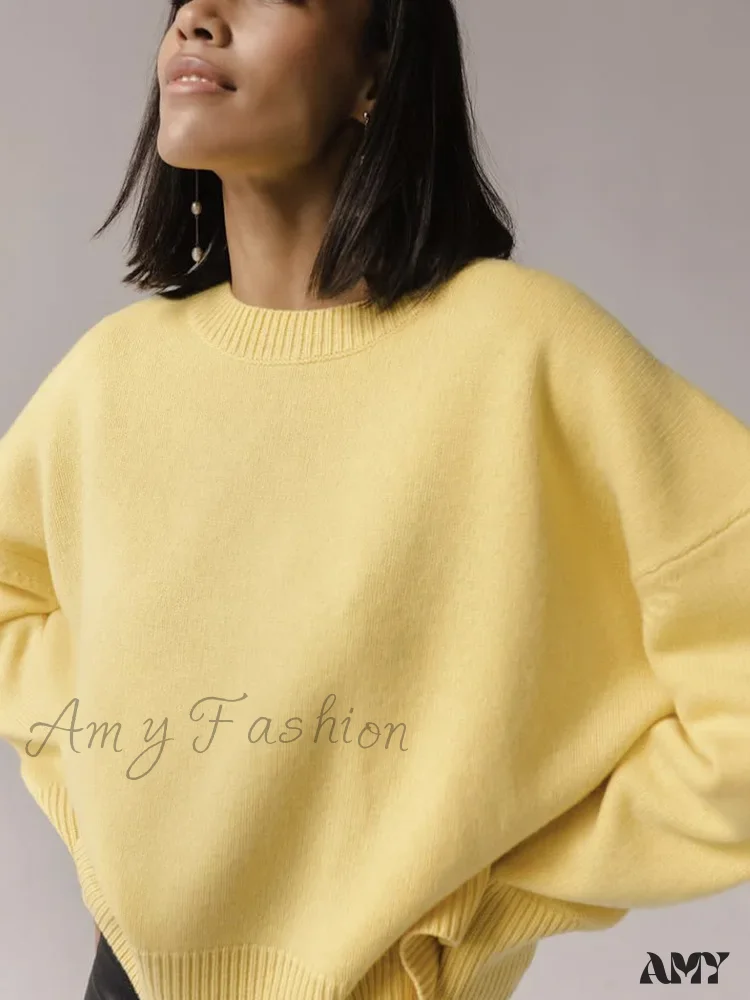 Winter Warm Thick Knit Solid Black Soft Pullover Loose Korean Autumn Women Coat O Neck Sweater - Image 16