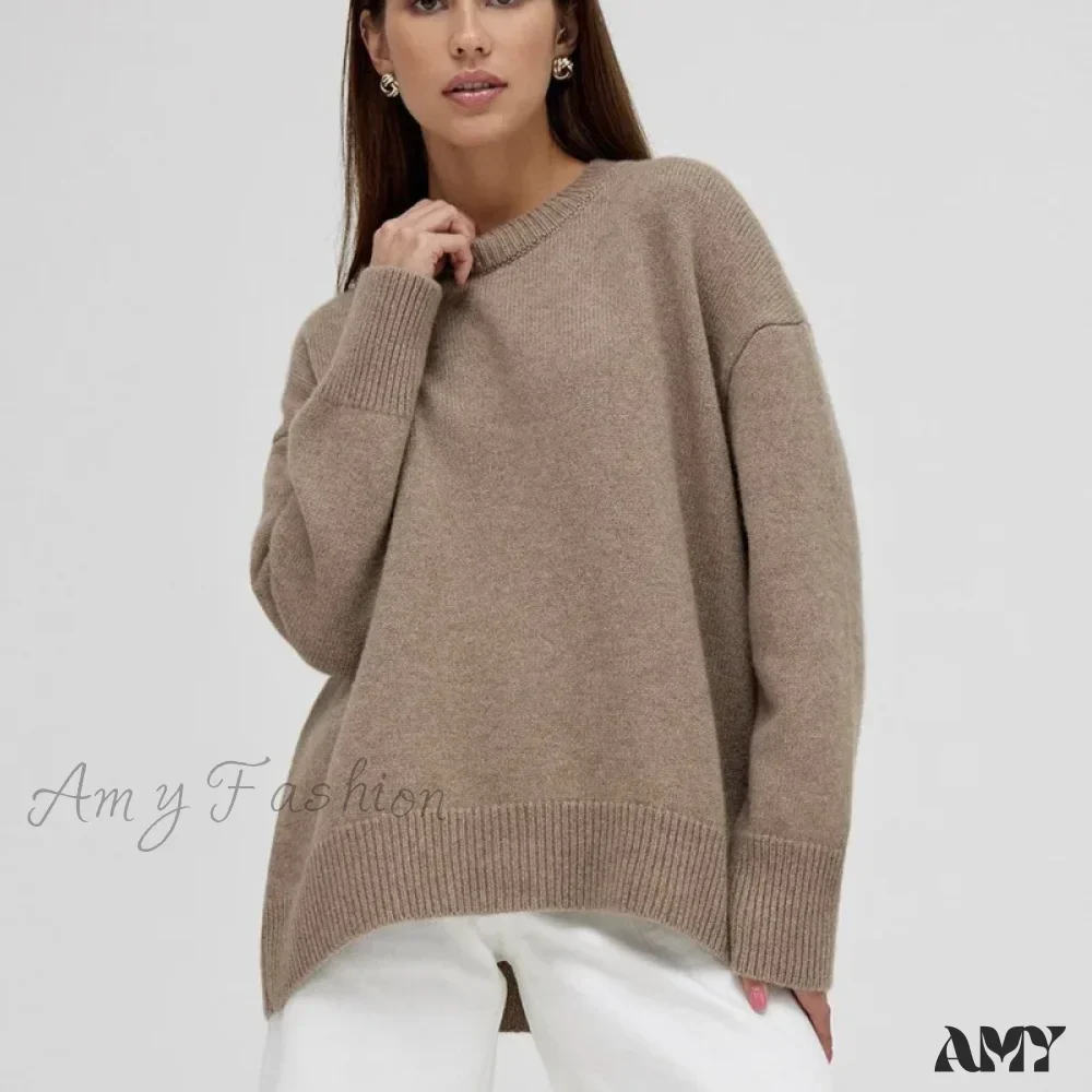 Winter Warm Thick Knit Solid Black Soft Pullover Loose Korean Autumn Women Coat O Neck Sweater - Image 18