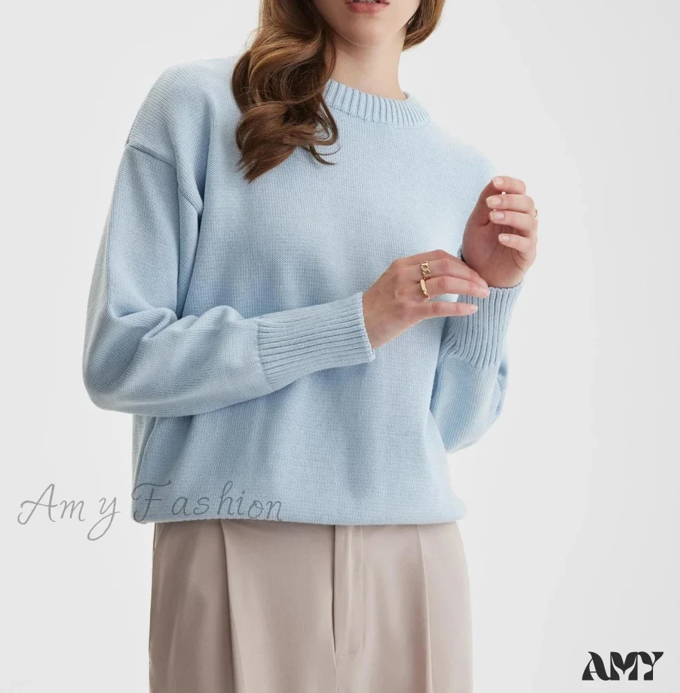 Winter Warm Thick Knit Solid Black Soft Pullover Loose Korean Autumn Women Coat O Neck Sweater - Image 19