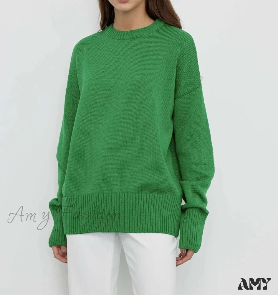 Winter Warm Thick Knit Solid Black Soft Pullover Loose Korean Autumn Women Coat O Neck Sweater - Image 6