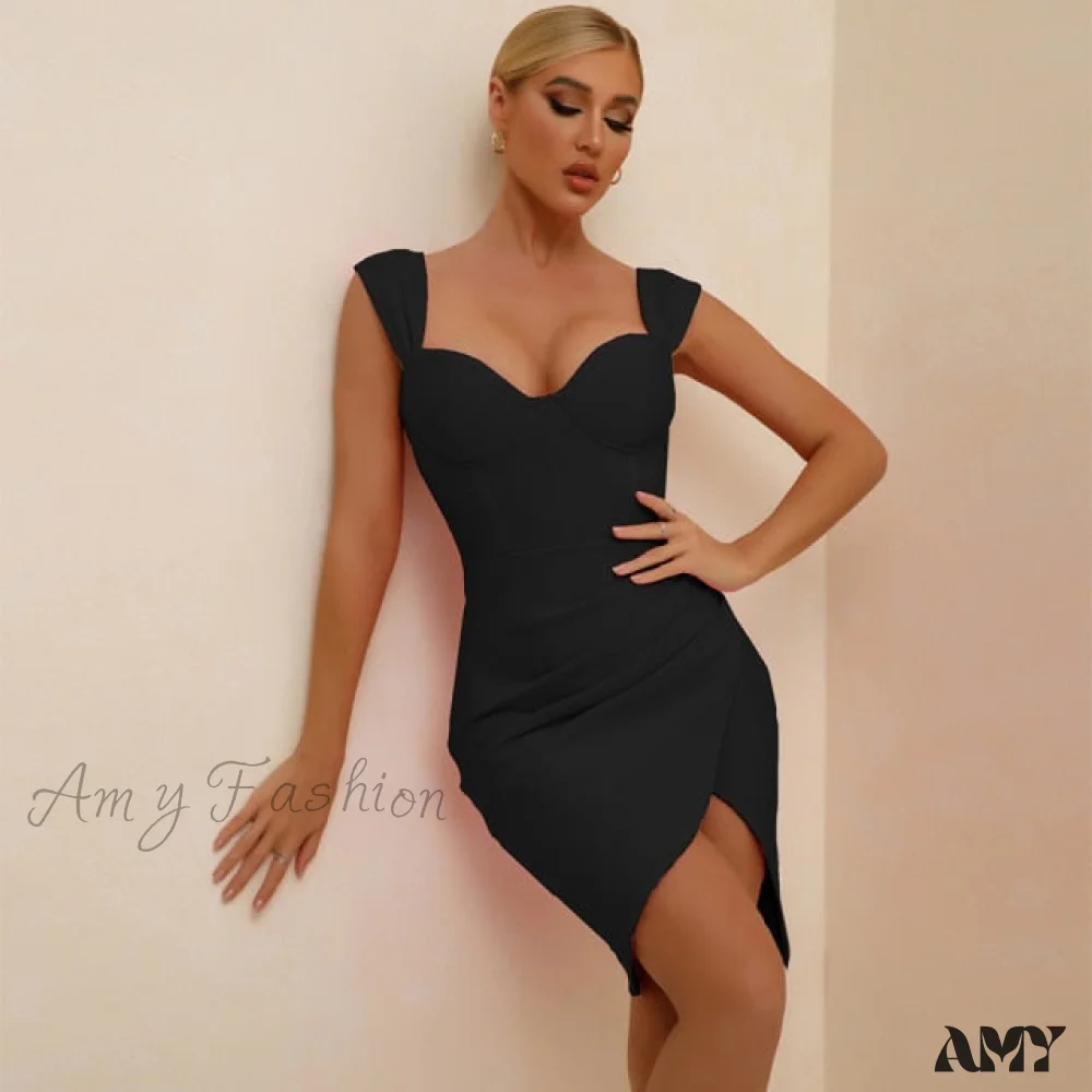 Amy Fashion - Draped Off Shoulder Party Dress - Image 2