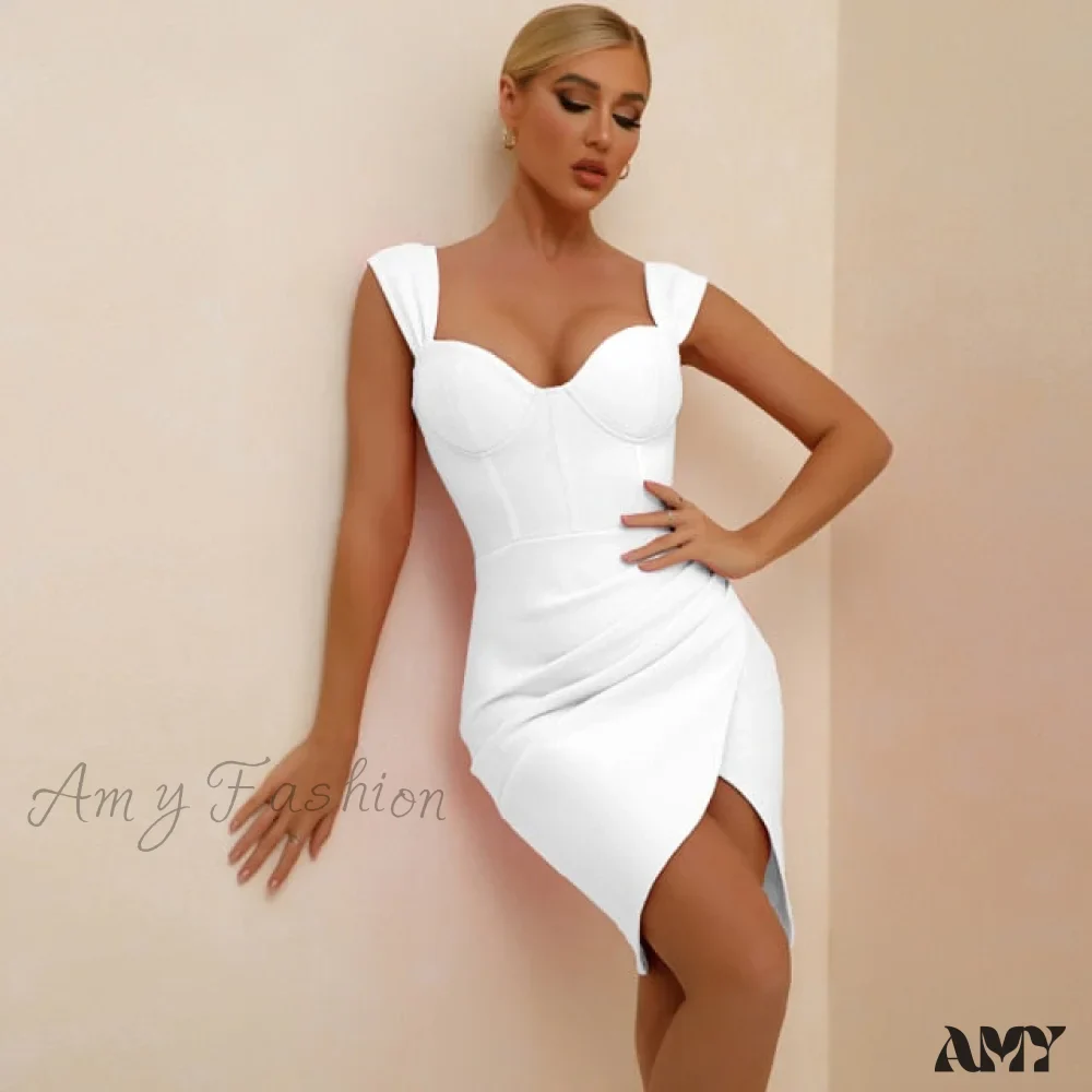 Amy Fashion - Draped Off Shoulder Party Dress - Image 5