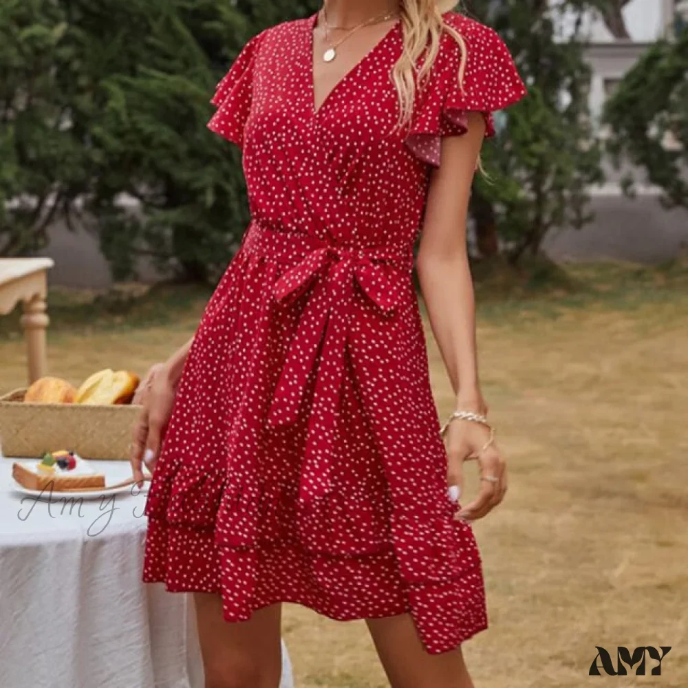Amy Fashion - Boho Floral Ruffle Short Mini Dress - Image 7