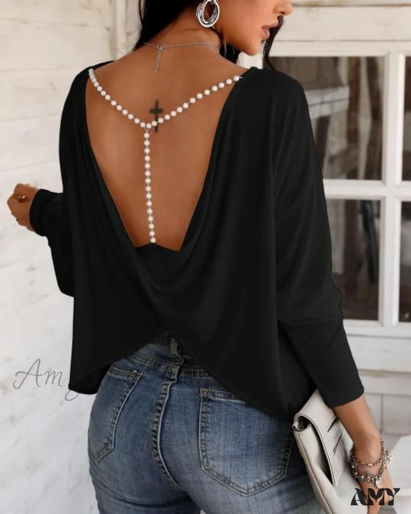 Amy Fashion - Elegant Fashion Casual Long Sleeve T-shirt - Image 3