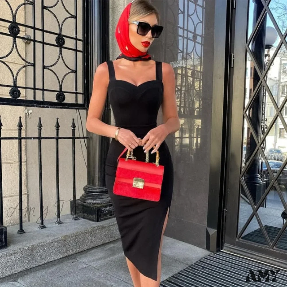 Amy Fashion - Spaghetti Strap Bodycon Bandage Dress - Image 3