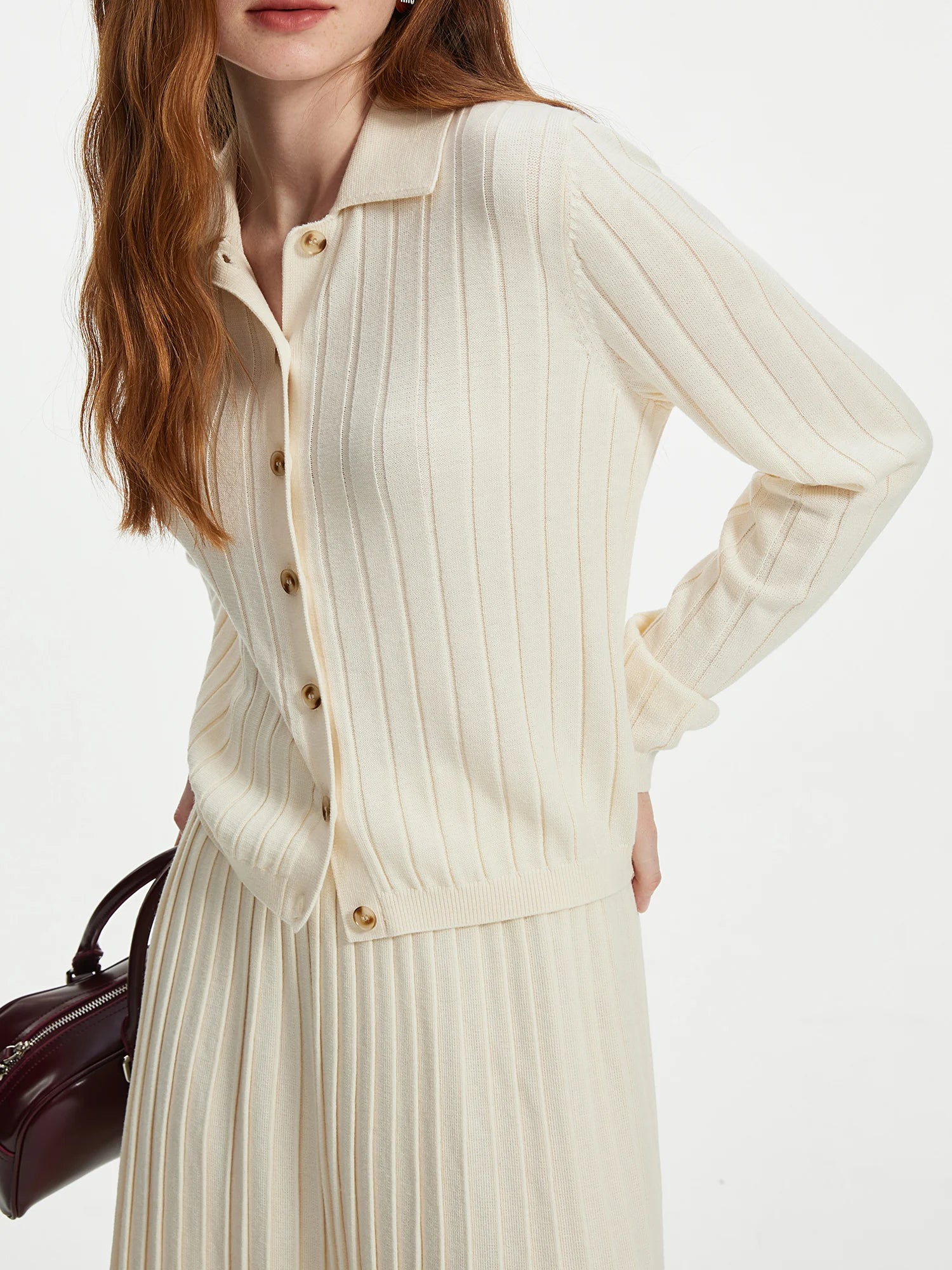 Wool Gray White Knit Set Style Cardigan - Image 4