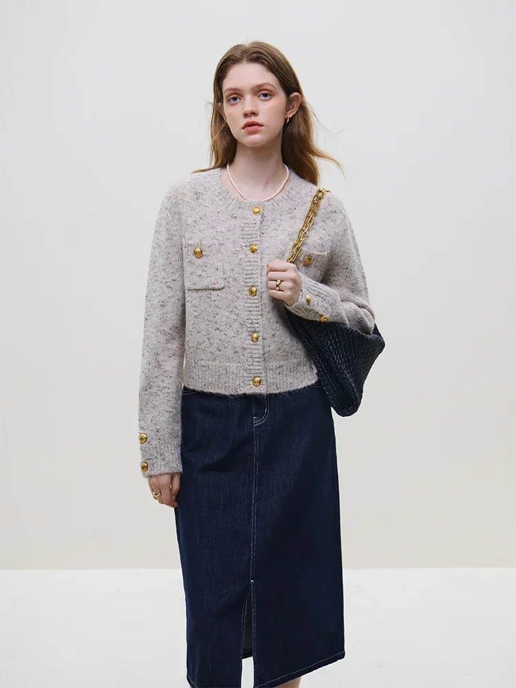 Wool Short Thick Button Knit Cardigan - Image 2