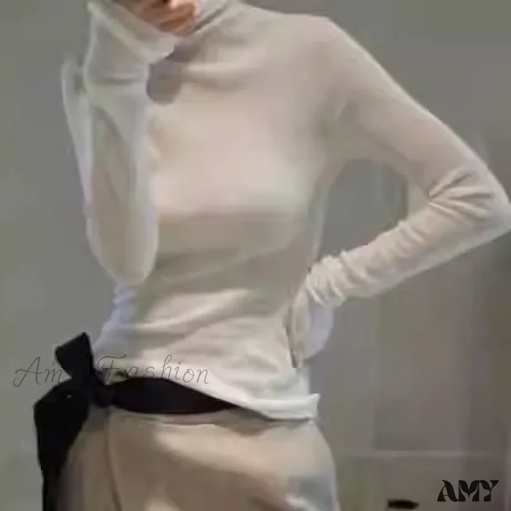 Worsted Micro Transparent Cashmere Women's Slim Wool Base Knitting Elegant Stylish Autumn Winter Sweater - Image 7