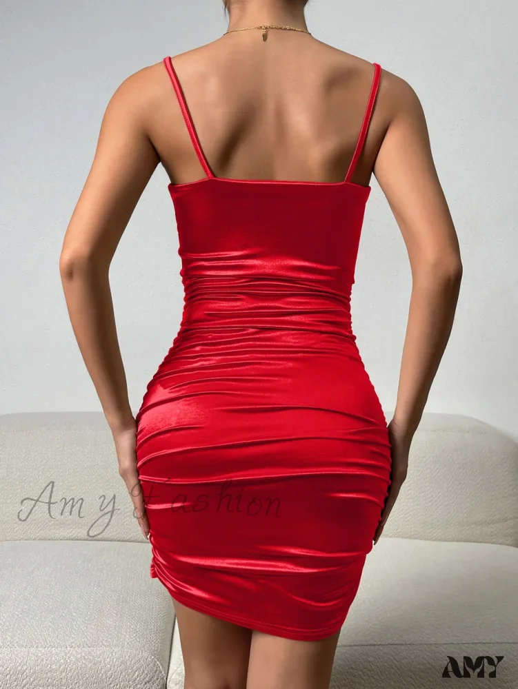 Amy Fashion - Wrap Satin Cami Bodycon Dress - Image 2