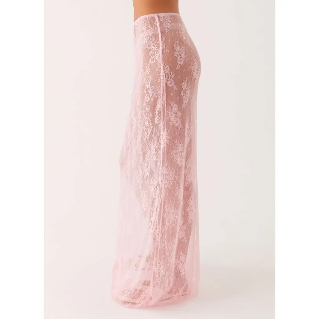 Y2K Floral Lace Sheer Long Skirt - Image 2