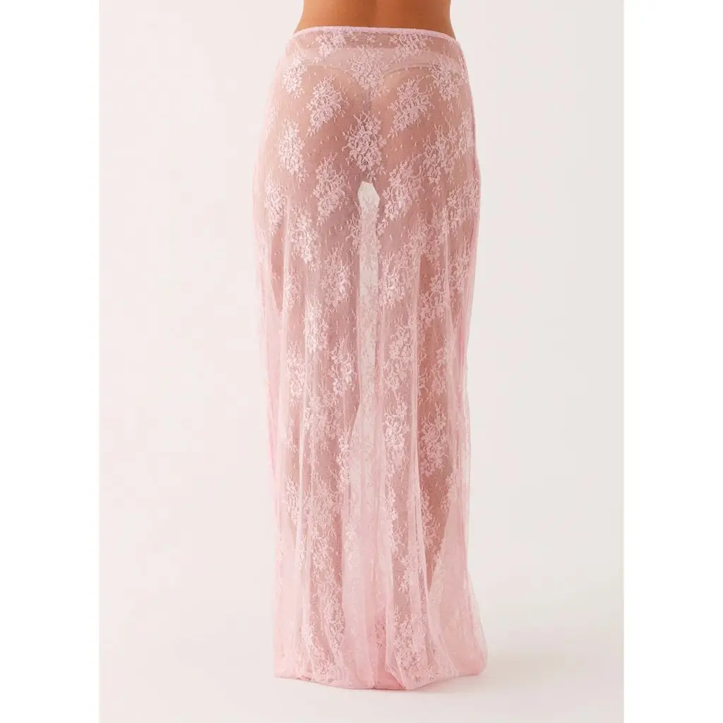 Y2K Floral Lace Sheer Long Skirt - Image 3