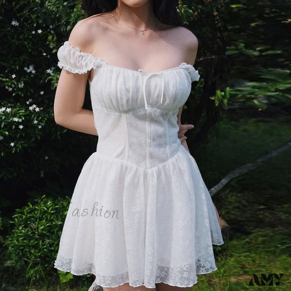 Amy Fashion - Y2K Lace A-line Backless Corset Pleated Mini Dress - Image 4