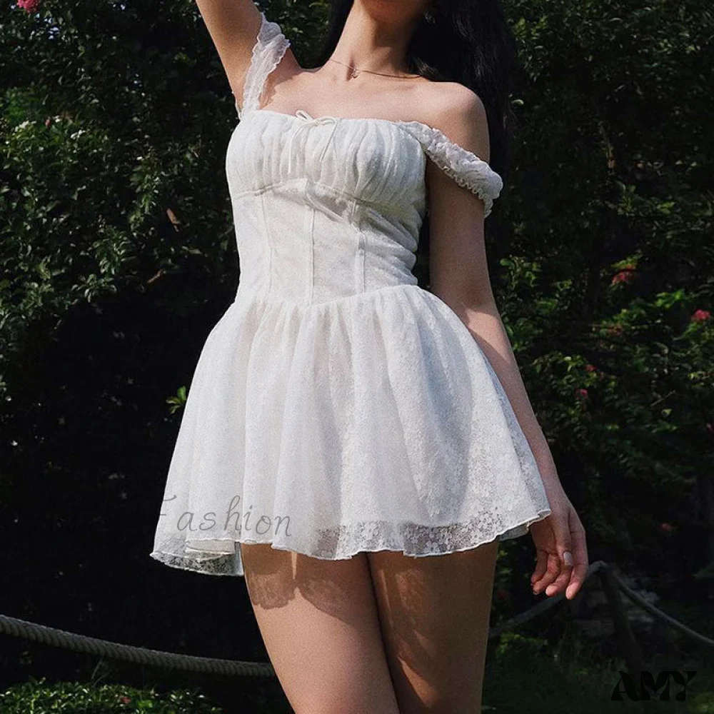 Amy Fashion - Y2K Lace A-line Backless Corset Pleated Mini Dress - Image 5