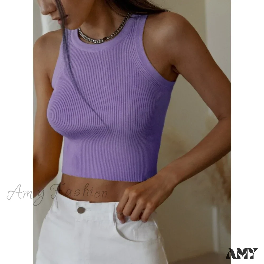 Amy Fashion - Y2K Sleeveless Knitted Crop Tops - Image 11
