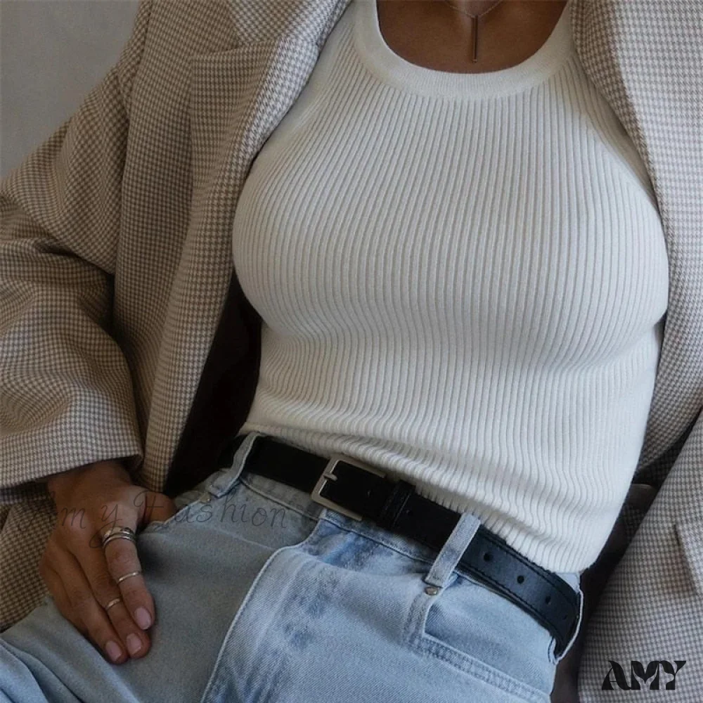 Amy Fashion - Y2K Sleeveless Knitted Crop Tops - Image 6
