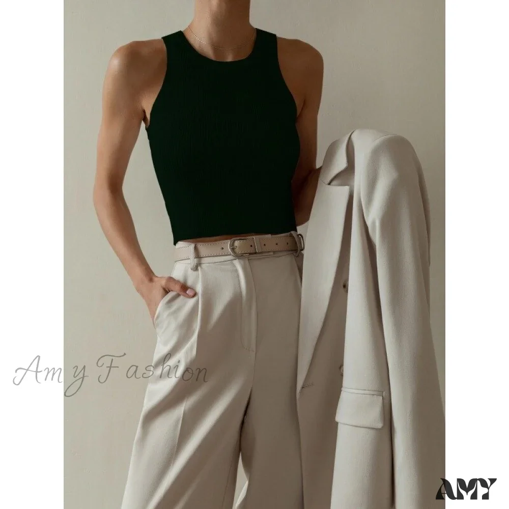 Amy Fashion - Y2K Sleeveless Knitted Crop Tops - Image 7