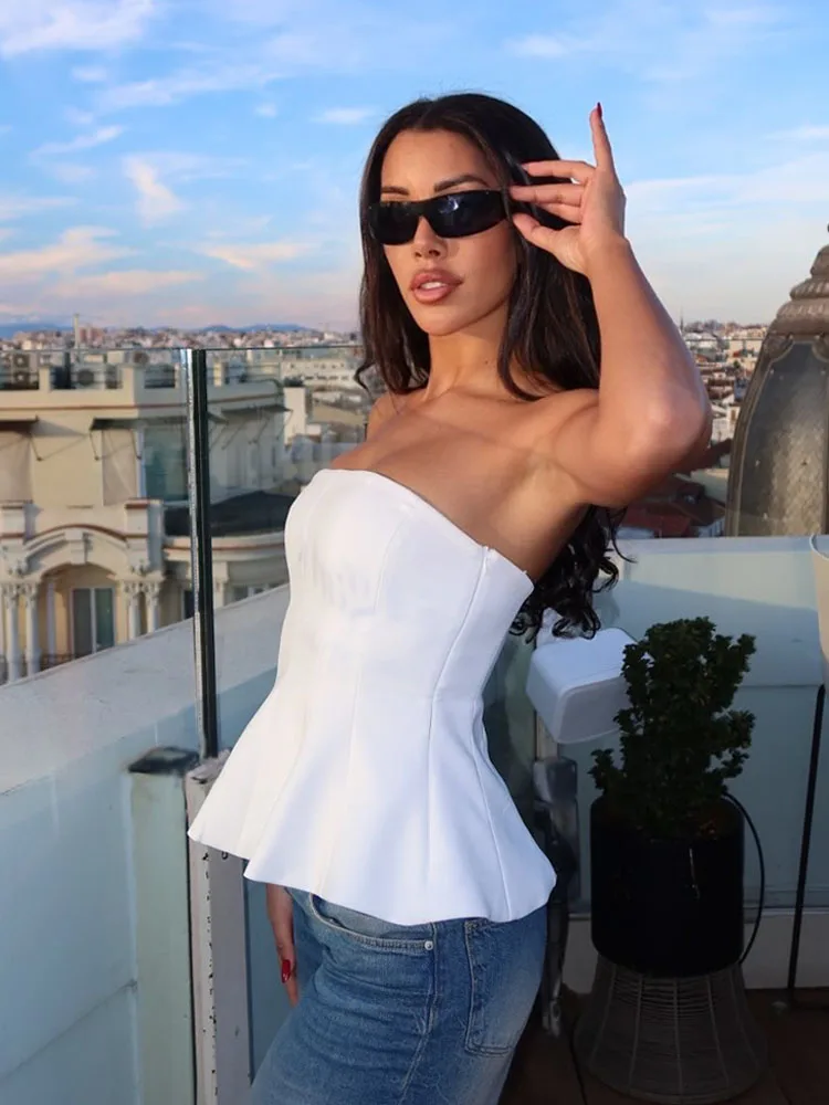 Zipper Backless O-Neck Crop Top - Image 2