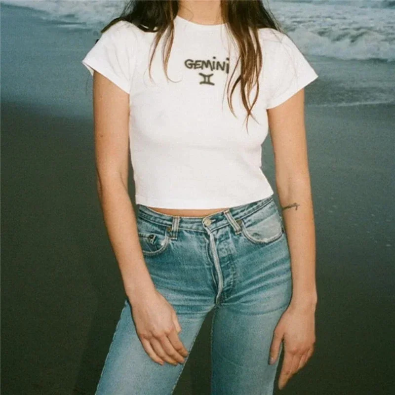 Zodiac Ribbed Cropped Cap Sleeve T-shirt - Image 3