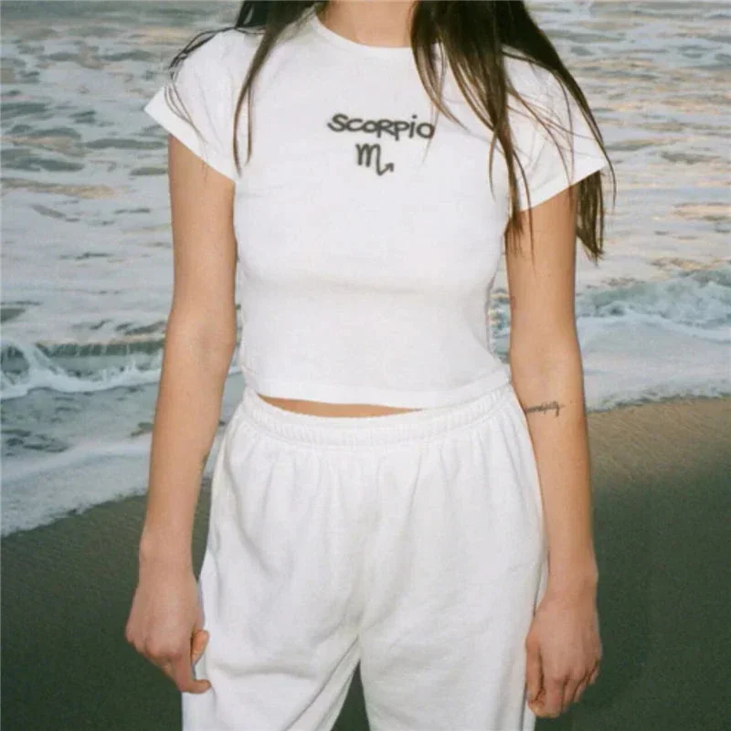 Zodiac Ribbed Cropped Cap Sleeve T-shirt - Image 4
